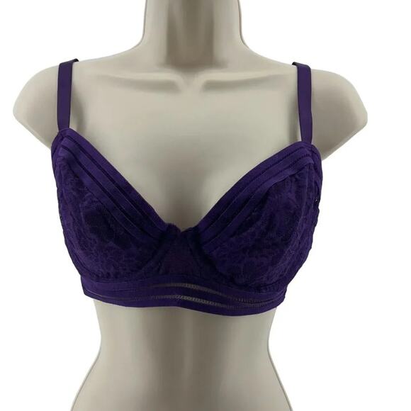 Victoria's Secret PINK Allover Lace Unlined Bra Purple 34DD - Picture 1 of 7